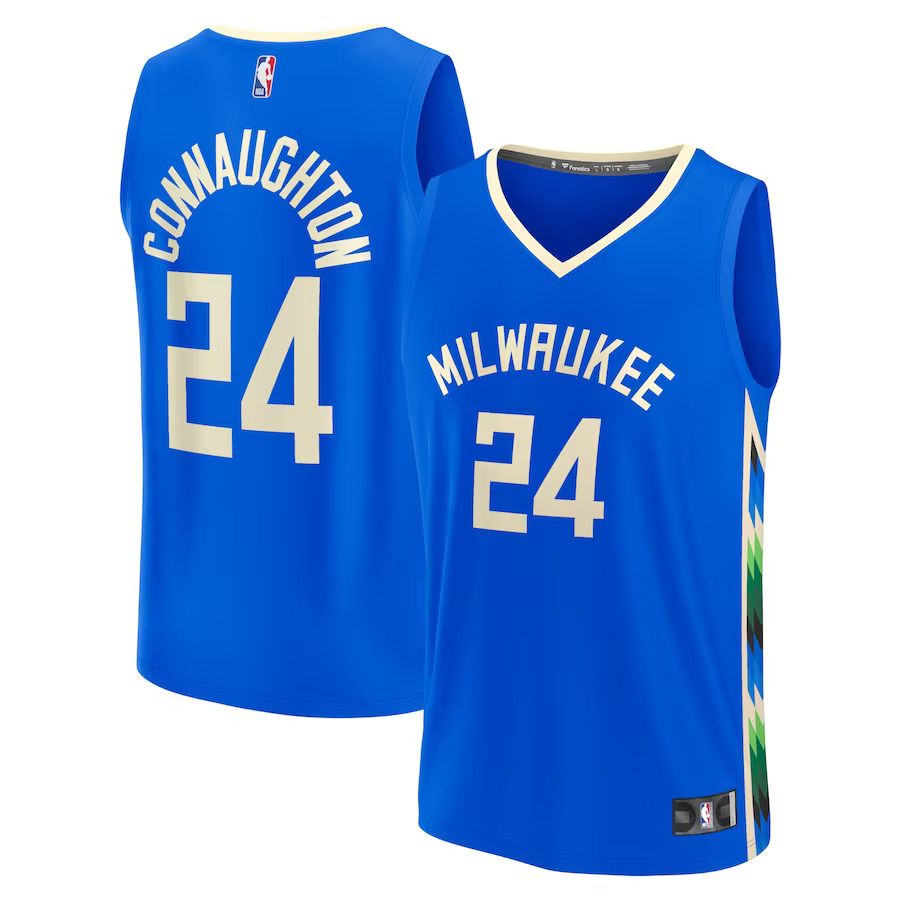 Men Milwaukee Bucks #24 Pat Connaughton Fanatics Branded Royal City Edition 2022-23 Fastbreak NBA Jersey